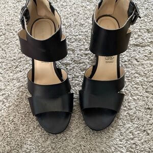 Black Women's Strappy Block Heel Sandals